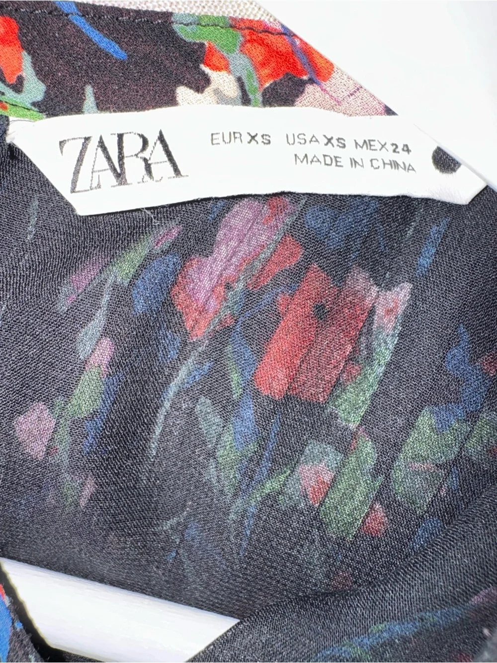Zara Floral Long Sleeve Annie Dress Pleated Chiffon. Size XS.